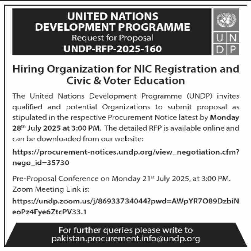 United Nations Development Programme Tender Notice